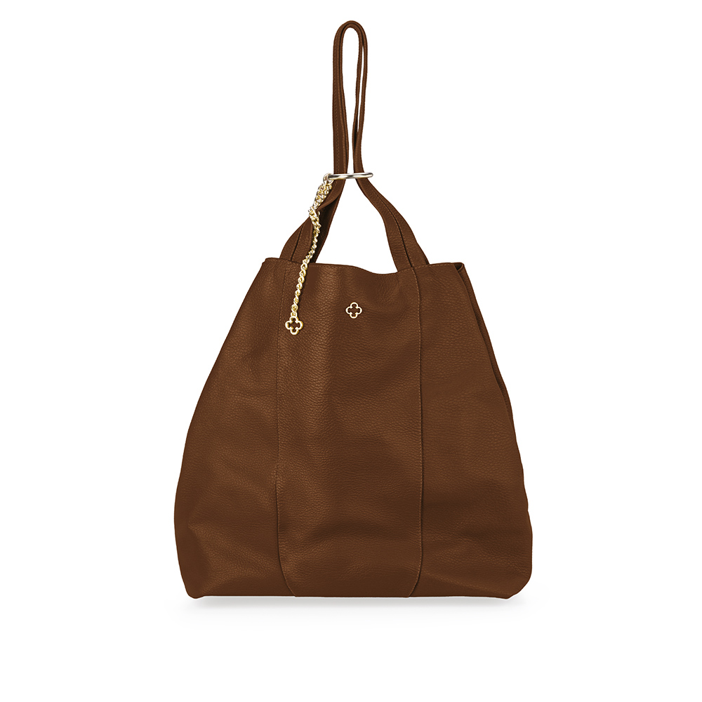BOLSA MARROM DE COURO SHOPPER VIRA BUCKET image number 1