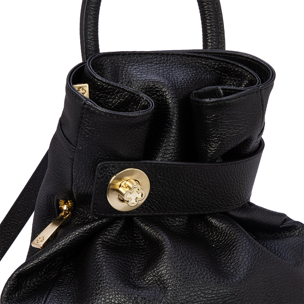 MOCHILA FEMININA BUCKET PRETA DE COURO image number 3