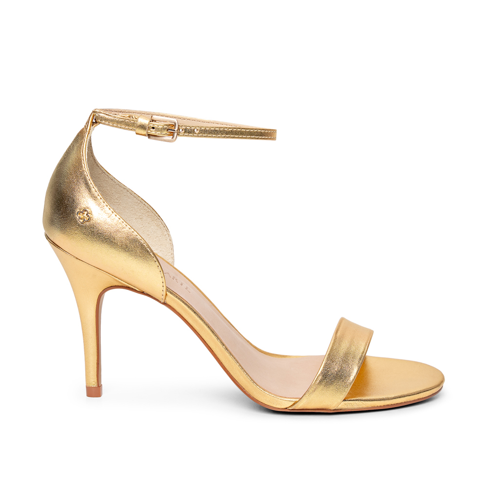 SAND&Aacute;LIA SALTO ALTO DE COURO DOURADA METALIZADA image number 0