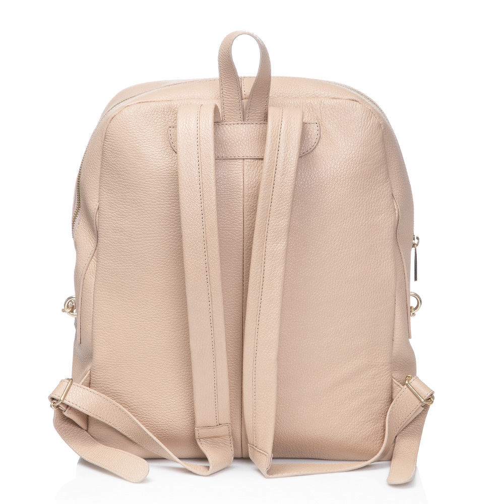 MOCHILA FEMININA DE COURO NUDE DETALHE CORRENTE image number 2