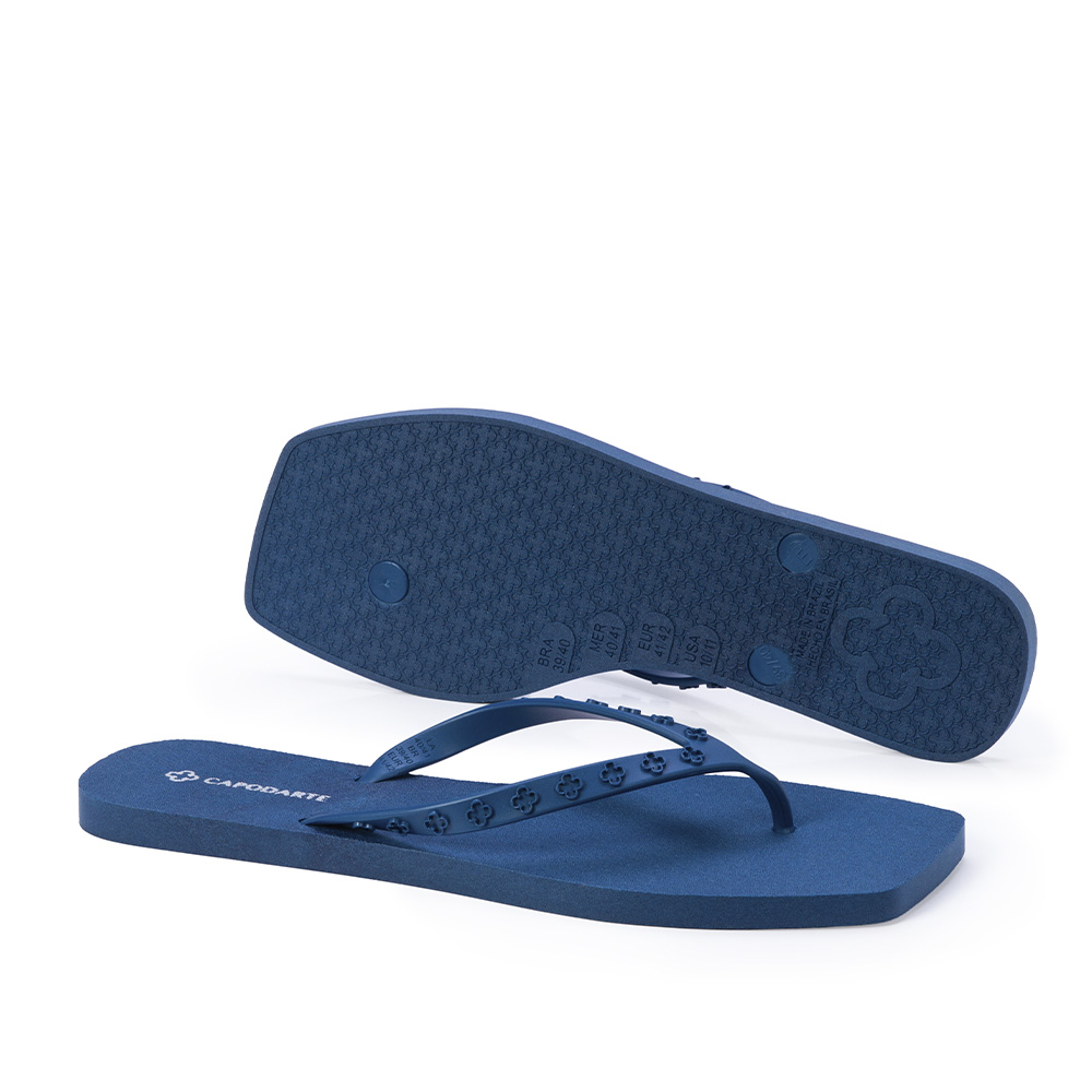 CHINELO DE DEDO BICO QUADRADO AZUL TIRAS MONOGRAMA image number 3