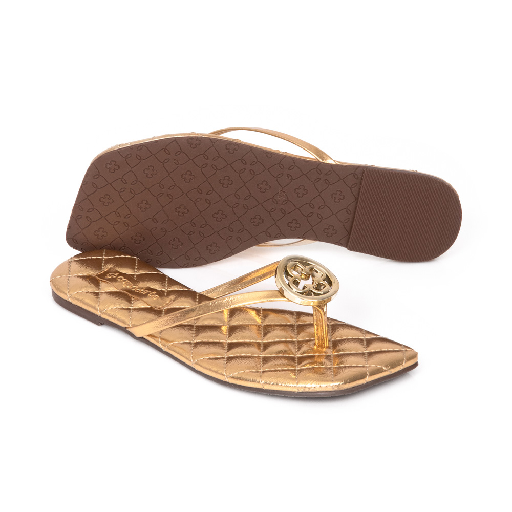 CHINELO DOURADO BICO QUADRADO MATELASSÊ image number 3