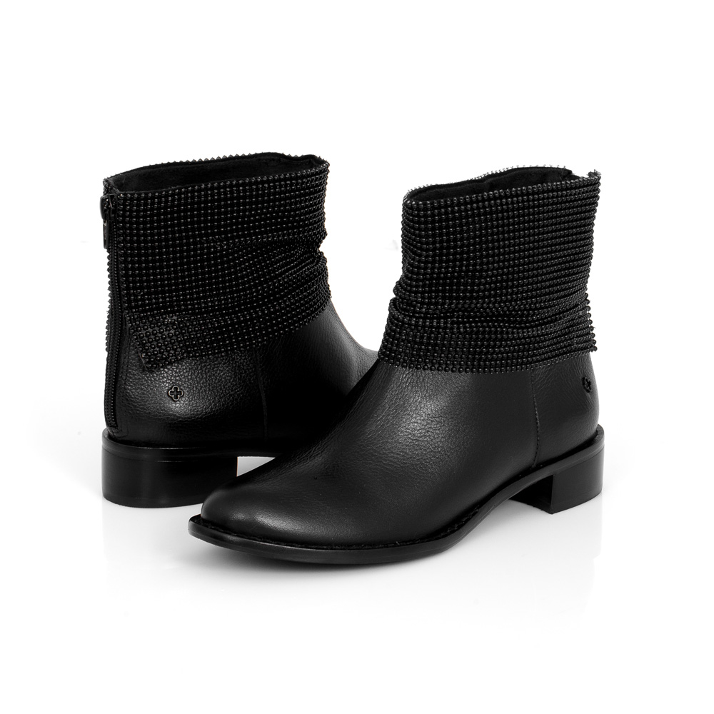 BOTA CANO CURTO PRETA DE COURO HOTFIX image number 3