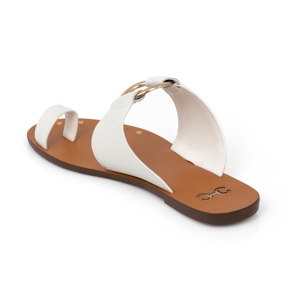 CHINELO RASTEIRO BRANCO DE COURO ARGOLA image number 2