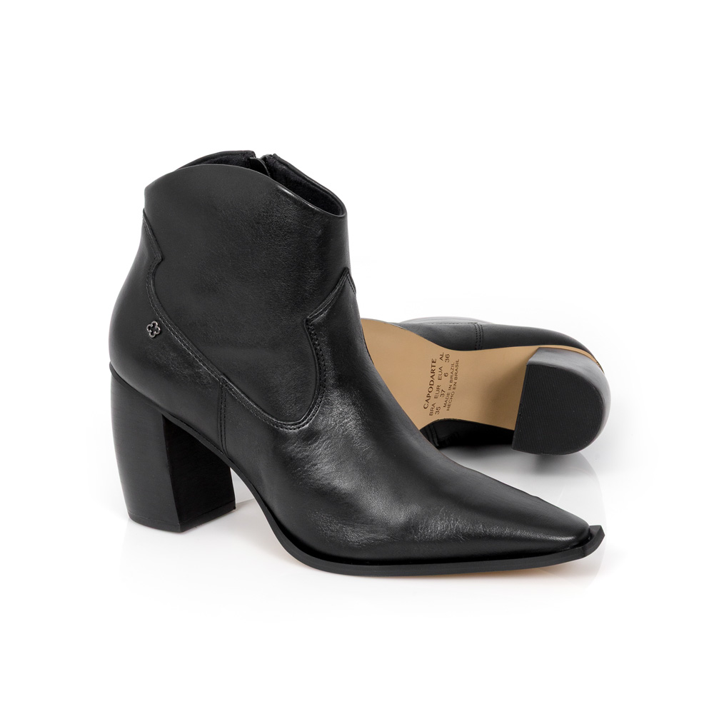 BOTA CANO CURTO PRETA DE COURO image number 4