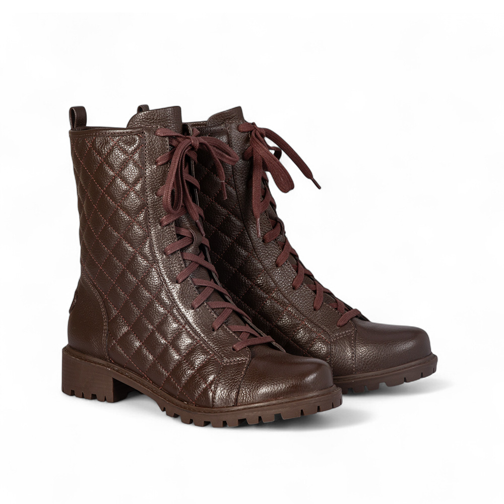 BOTA COTURNO CARAMELO TOBACCO DE COURO MATELASSÊ image number 1