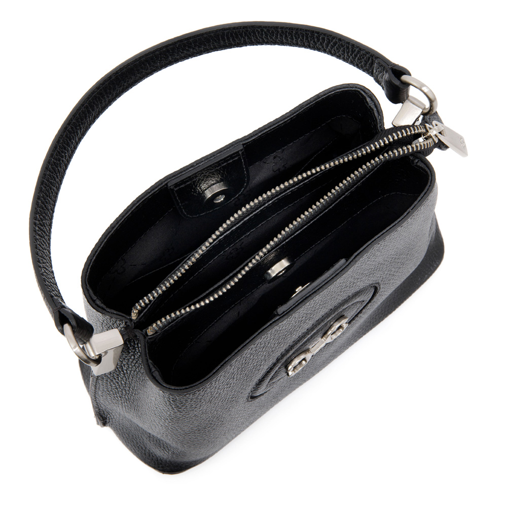 BOLSA PEQUENA PRETA DE COURO TOTE image number 4