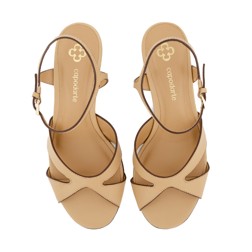 SANDÁLIA ANABELA COURO BEGE image number 4