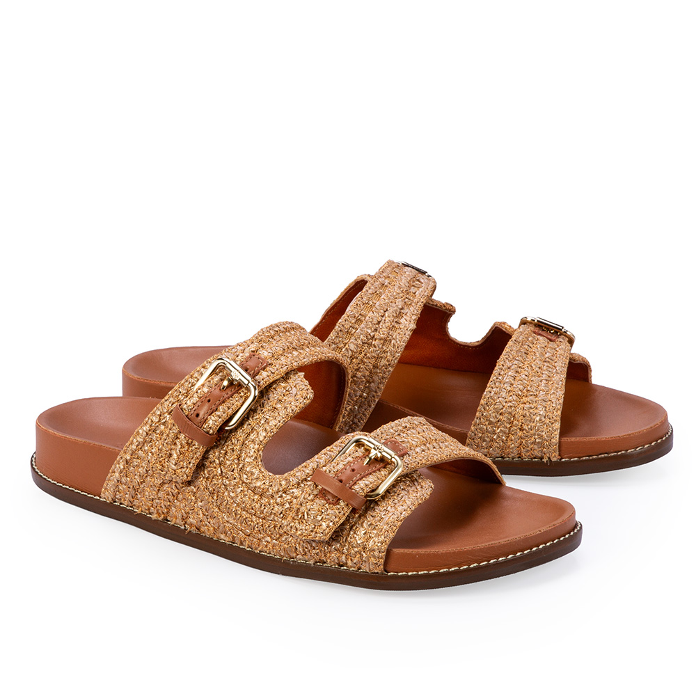 PAPETE CARAMELO TRAMADO COM FIVELAS image number 1