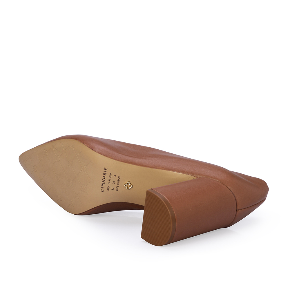 SCARPIN SALTO BLOCO CARAMELO DE COURO image number 3