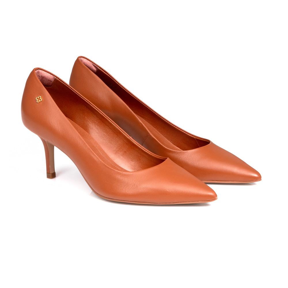 SCARPIN CARAMELO CAMEL SALTO FINO DE COURO image number 1