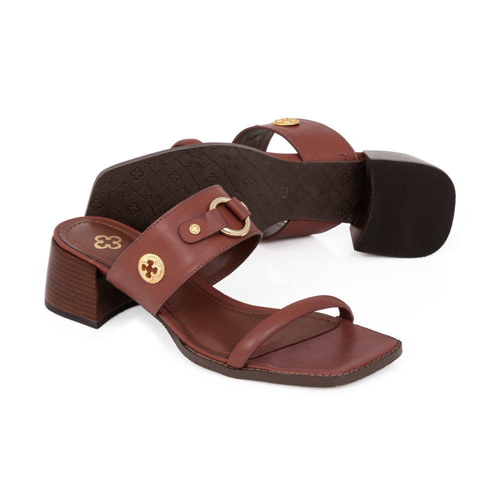 MULE MARROM DE COURO BICO QUADRADO image number 3