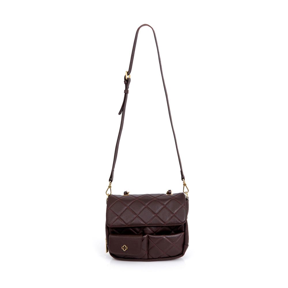 BOLSA PEQUENA SHOULDER BAG MARROM DE COURO MATELASSÊ image number 3