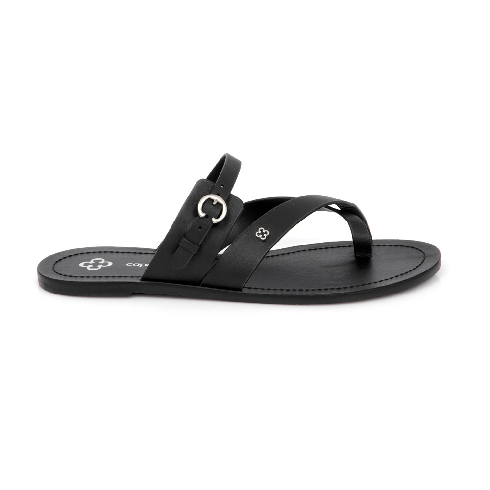 CHINELO RASTEIRA PRETO DE COURO TIRAS image number 0