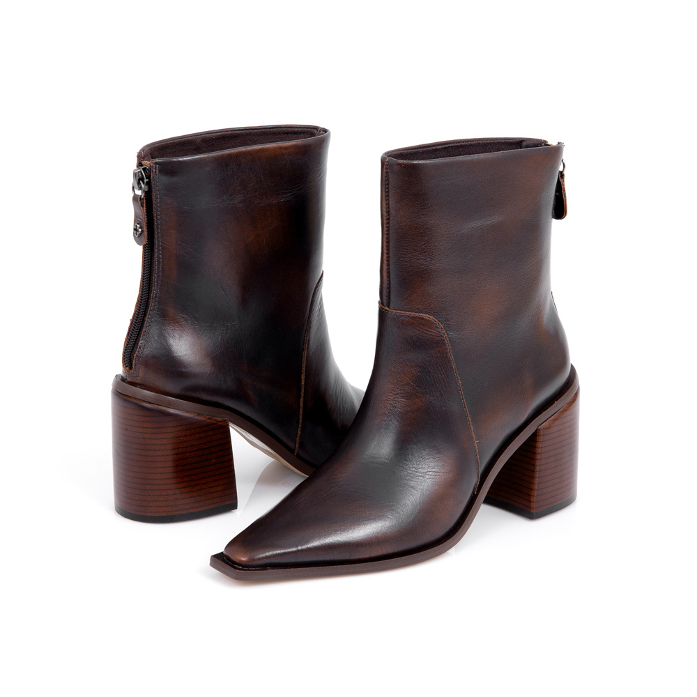 BOTA CANO M&Eacute;DIO MARROM DE COURO image number 4