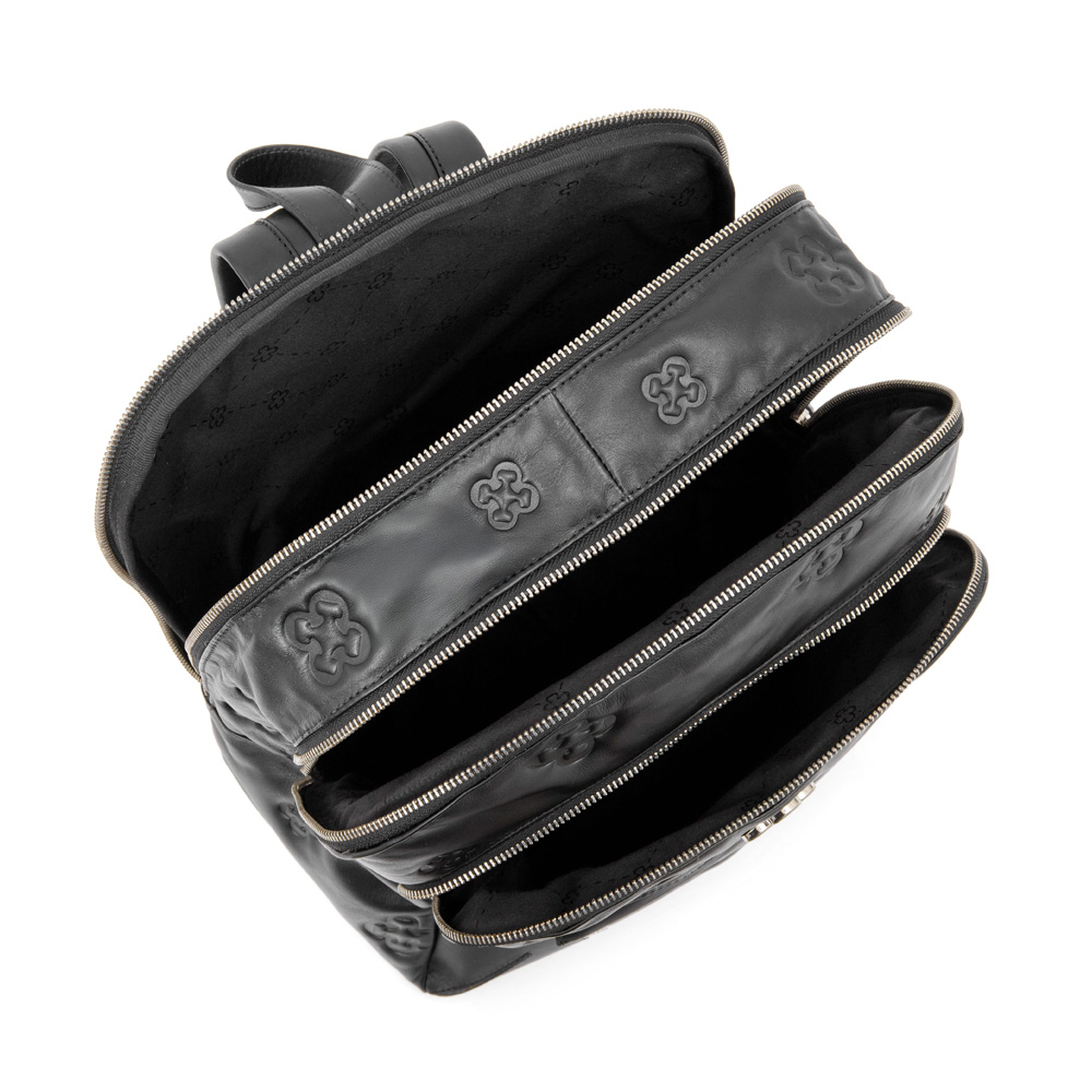 MOCHILA FEMININA PRETA DE COURO BOLSOS Z&Iacute;PER image number 4