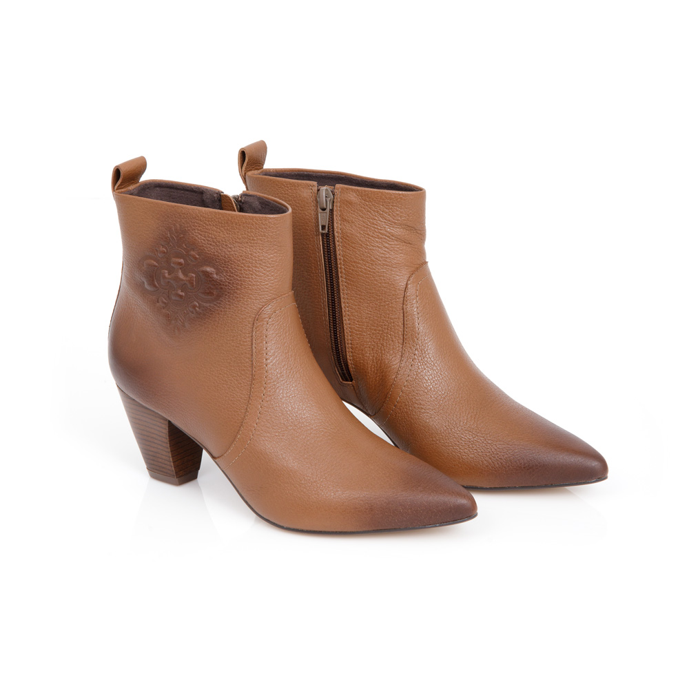 BOTA CANO CURTO MARROM DE COURO image number 1