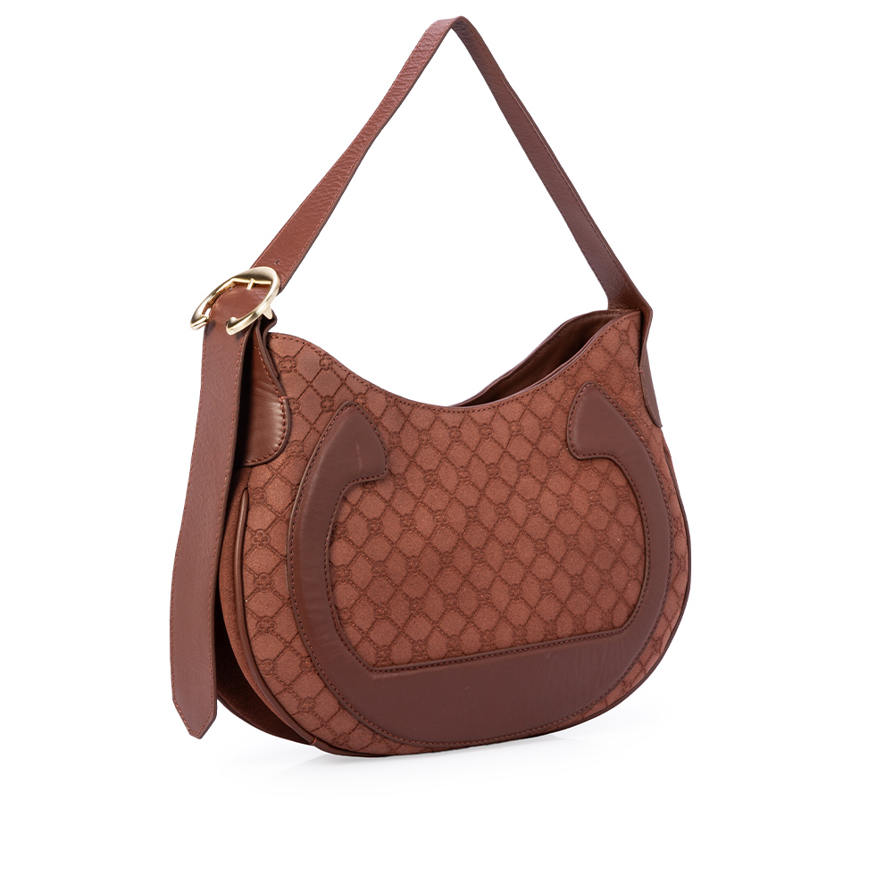 BOLSA M&Eacute;DIA MARROM &Eacute;BANO DE COURO HOBO image number 1