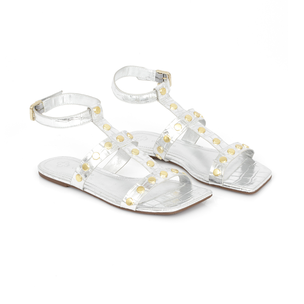 SANDÁLIA RASTEIRA PRATEADA BICO QUADRADO image number 1