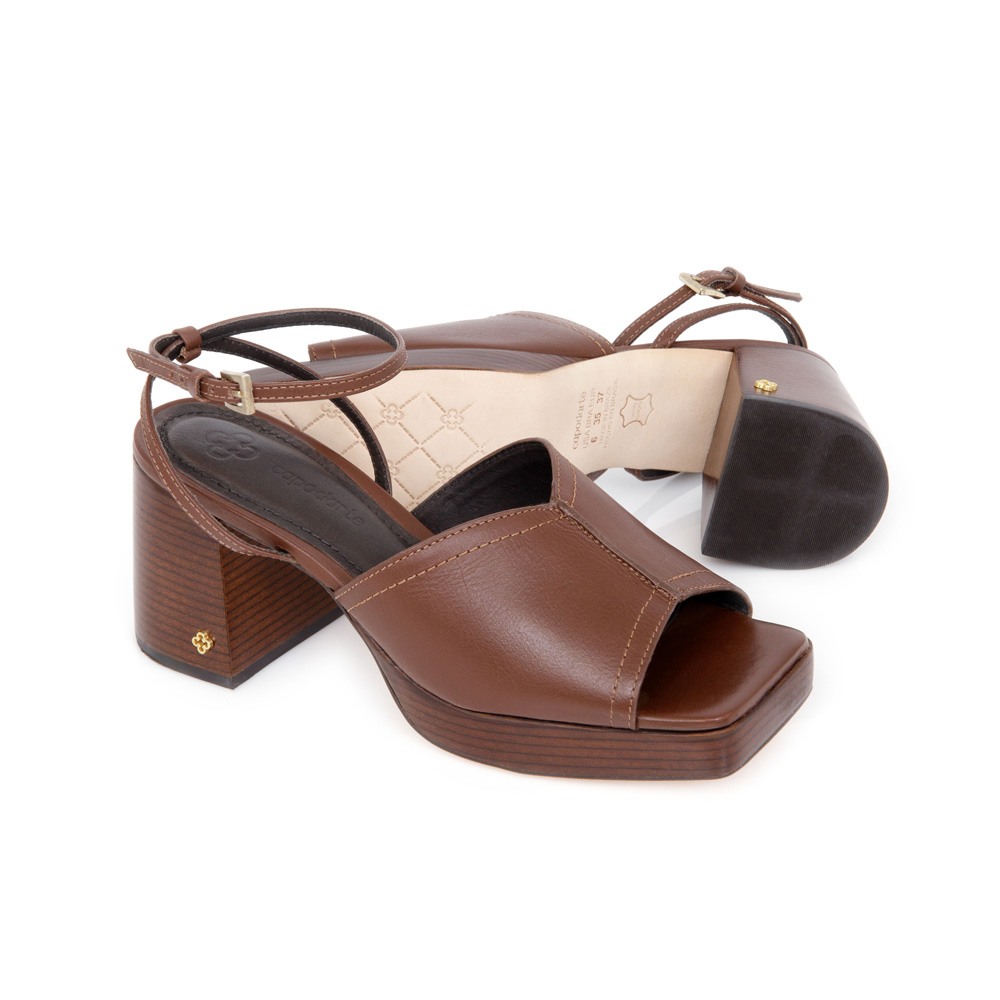 SAND&Aacute;LIA MEIA PATA MARROM DE COURO image number 3