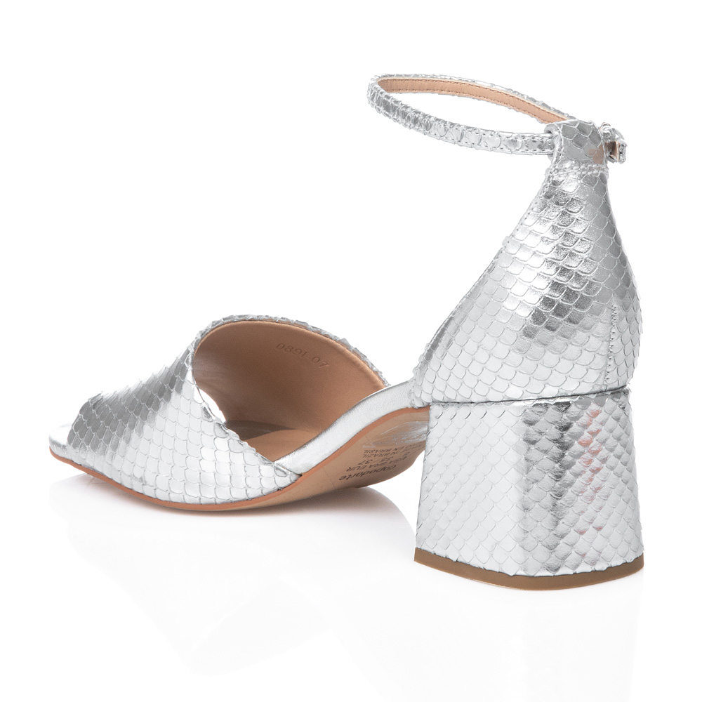 SAND&Aacute;LIA SALTO BLOCO PRATEADA PITONE DE COURO image number 2