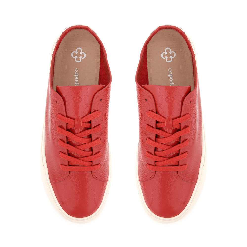 TÊNIS FEMININO DE COURO VERMELHO MERLOT VERNIZ AMARRAÇÃO image number 4