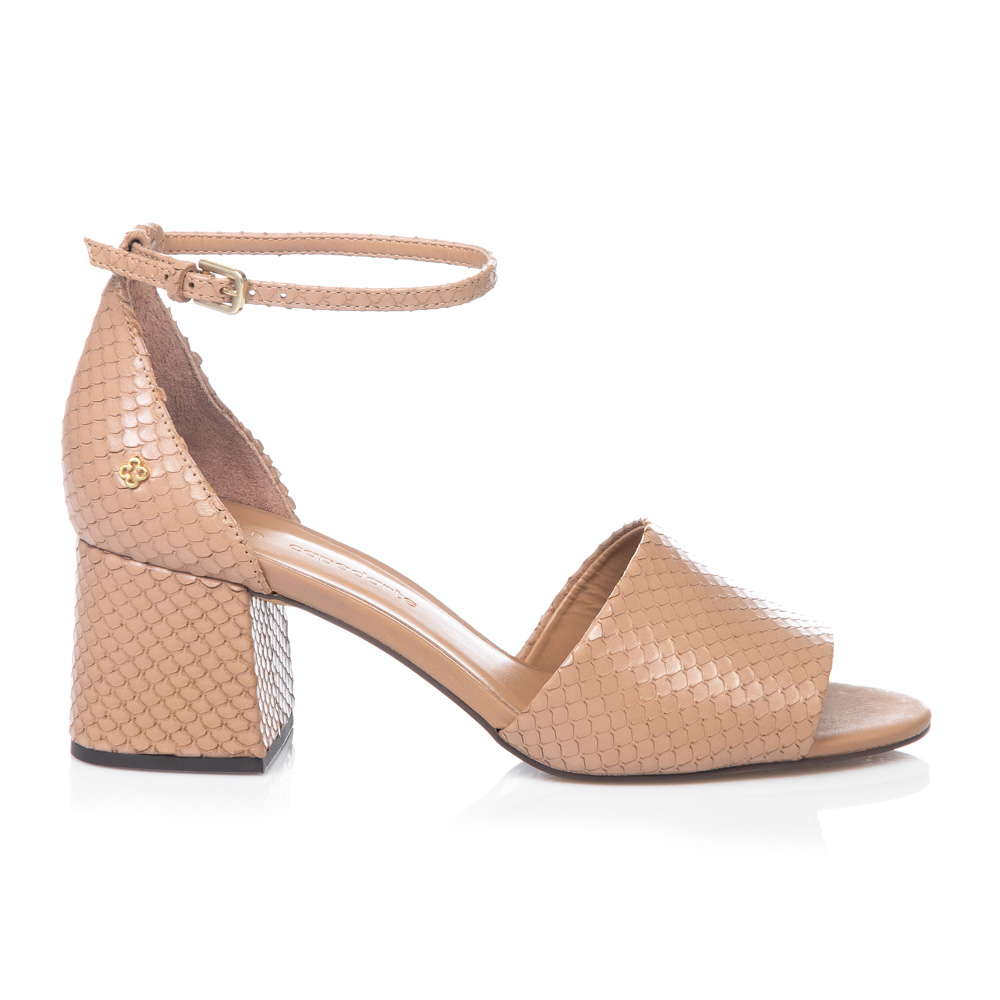 SANDÁLIA SALTO BLOCO BEGE DE COURO image number 0