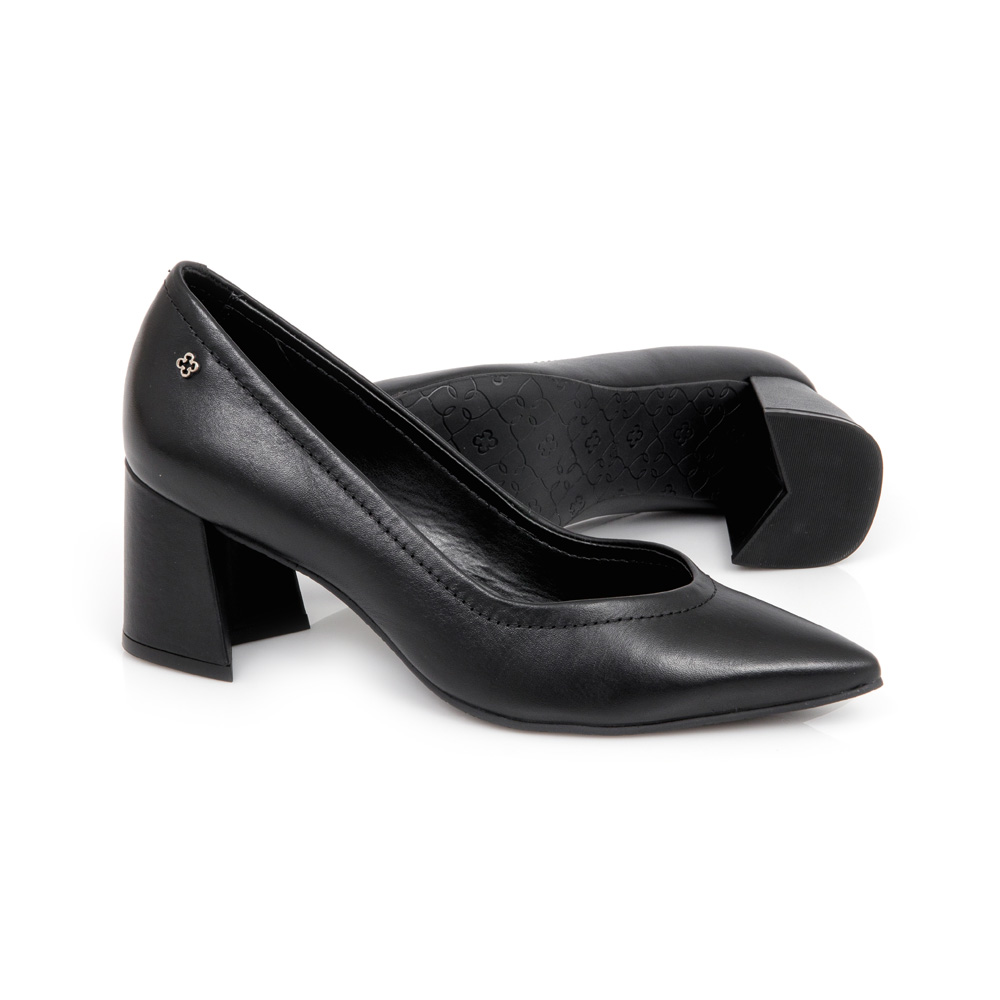 SCARPIN PRETO SALTO MÉDIO COURO image number 3