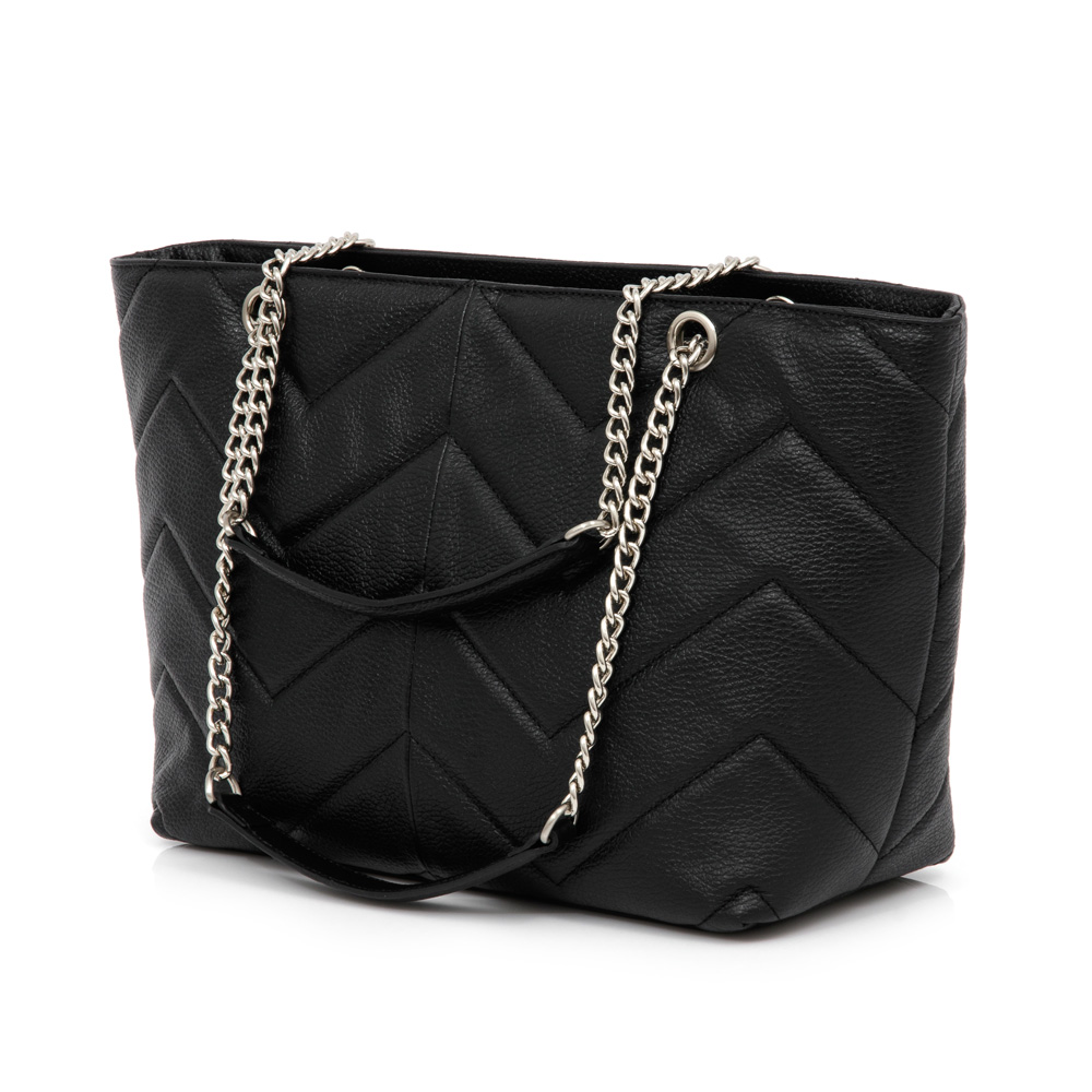 BOLSA PRETA COURO MATELASS&Ecirc; SHOPPER image number 2