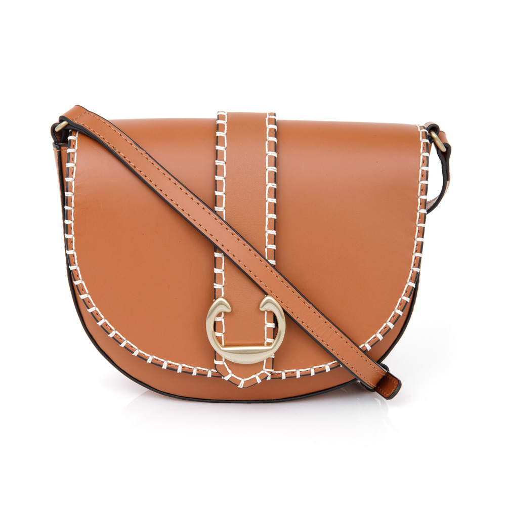 BOLSA TRANSVERSAL COURO CARAMELO image number 0