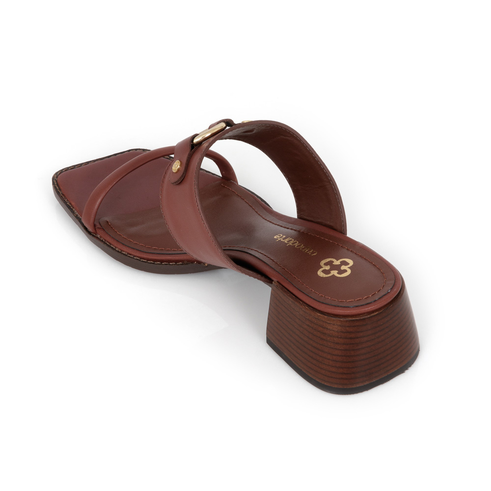 MULE MARROM DE COURO BICO QUADRADO image number 2