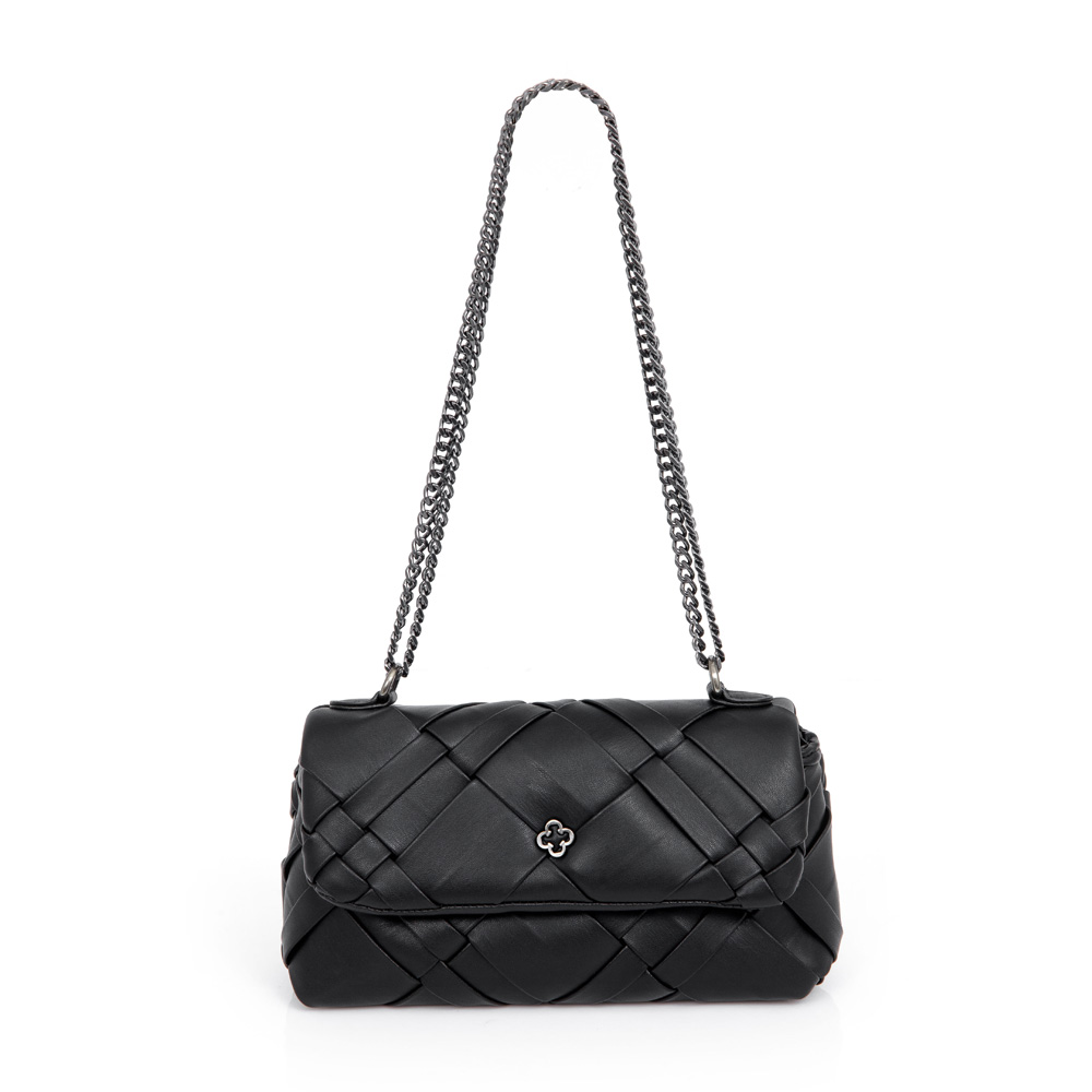BOLSA SHOULDER BAG PRETA TRESSÊ COM ALÇA CORRENTE image number 0