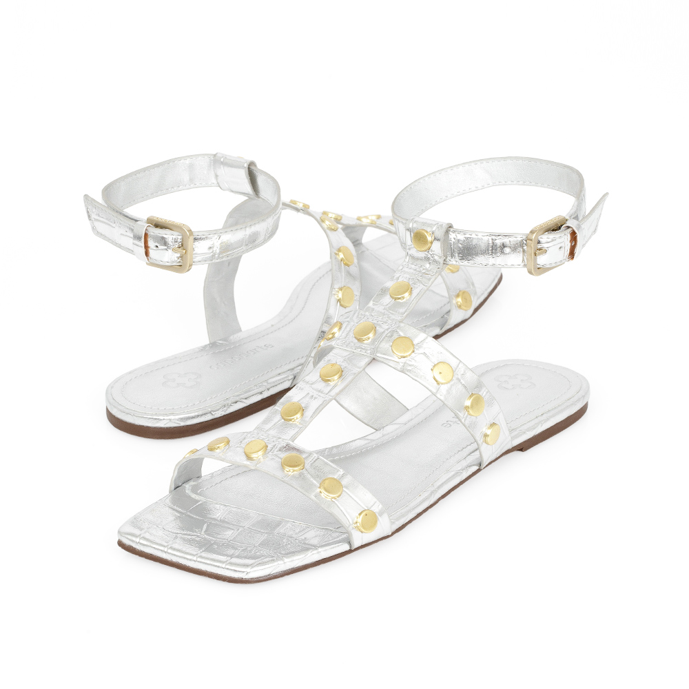 SAND&Aacute;LIA RASTEIRA PRATEADA BICO QUADRADO image number 3