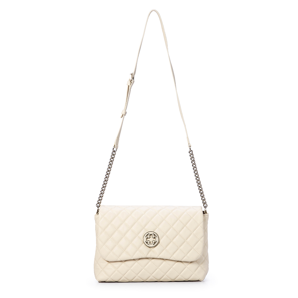 BOLSA BEGE VANILLA DE COURO MATELASS&Ecirc; SHOULDER BAG image number 1