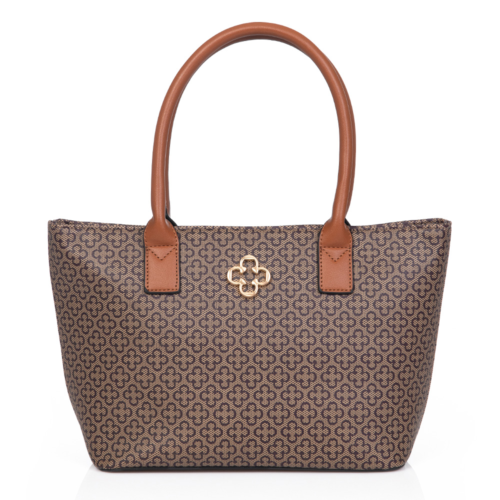 BOLSA MÉDIA DONATA CARAMELO CAMEL MONOGRAMA image number 0