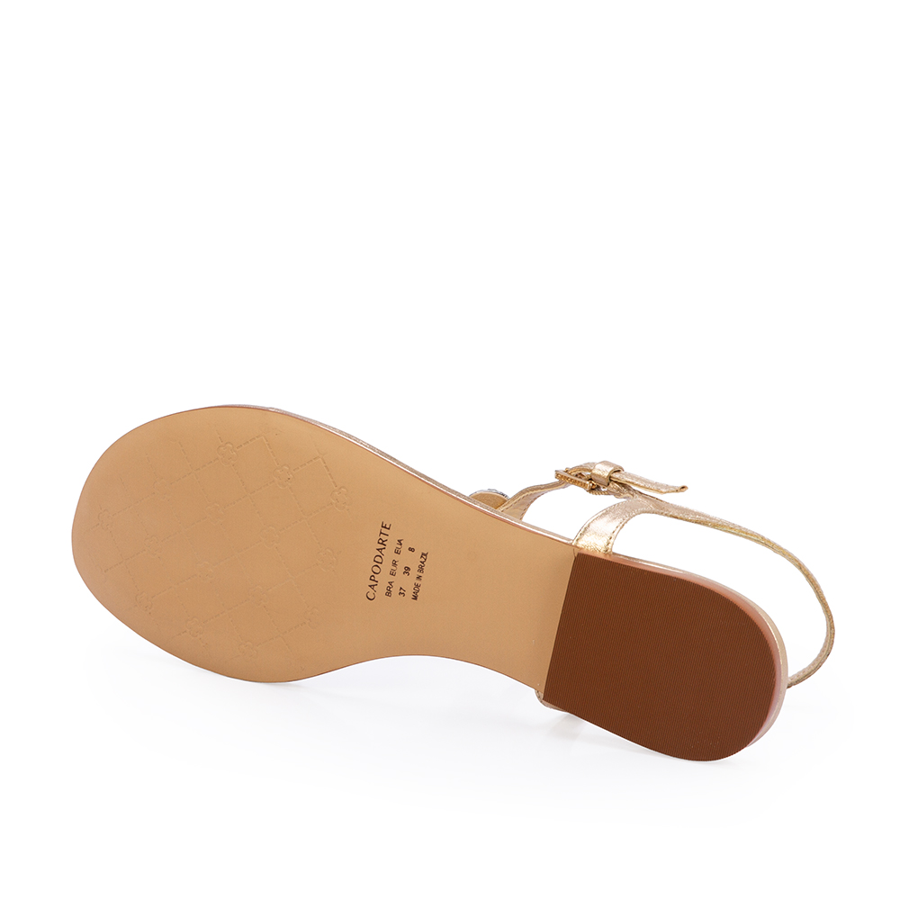 SAND&Aacute;LIA RASTEIRA DOURADA DE COURO PEDRARIAS image number 3