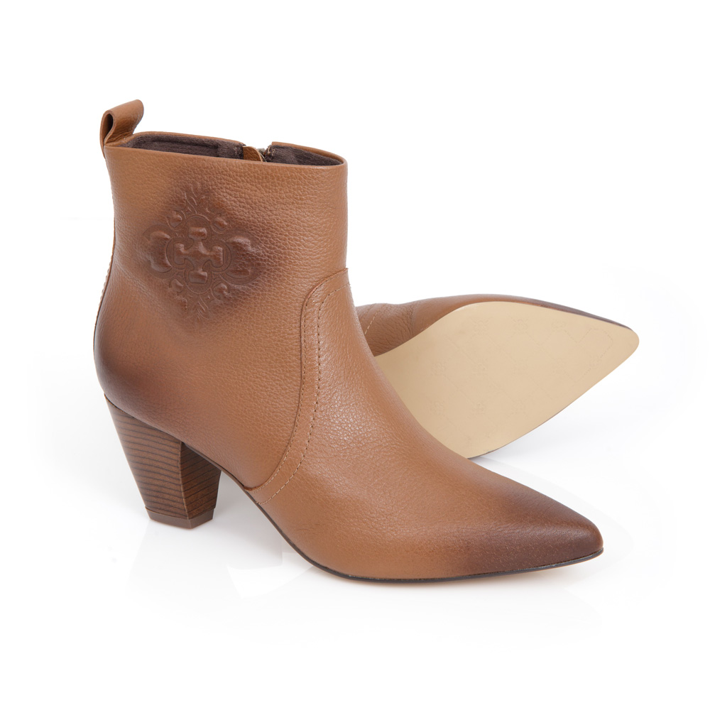 BOTA CANO CURTO MARROM DE COURO image number 3