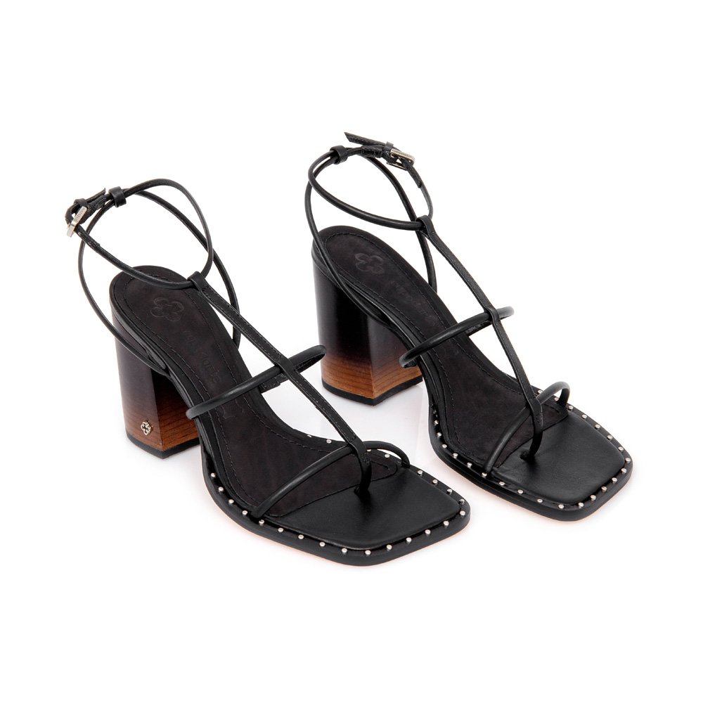 SAND&Aacute;LIA PRETA SALTO ALTO BLOCO DE COURO image number 1