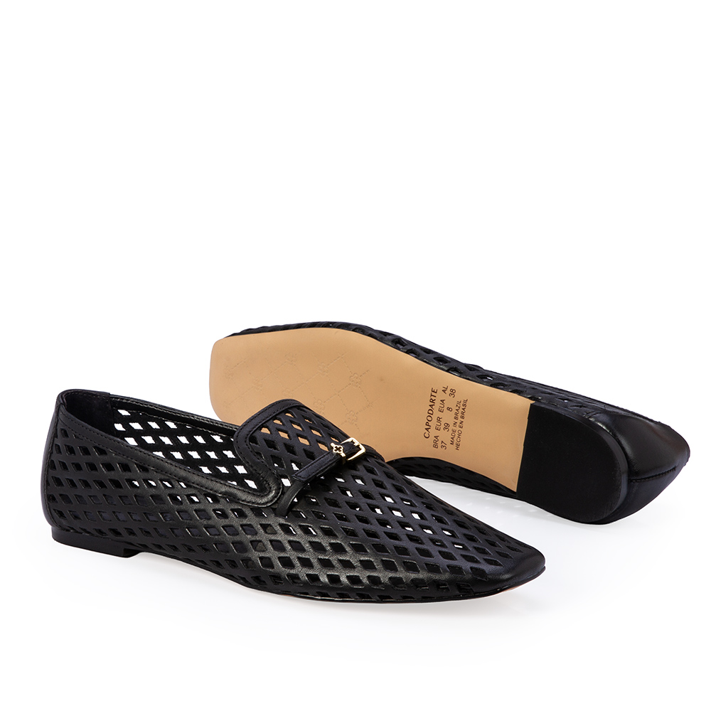 LOAFER MOCASSIM PRETO DE COURO VAZADO image number 3