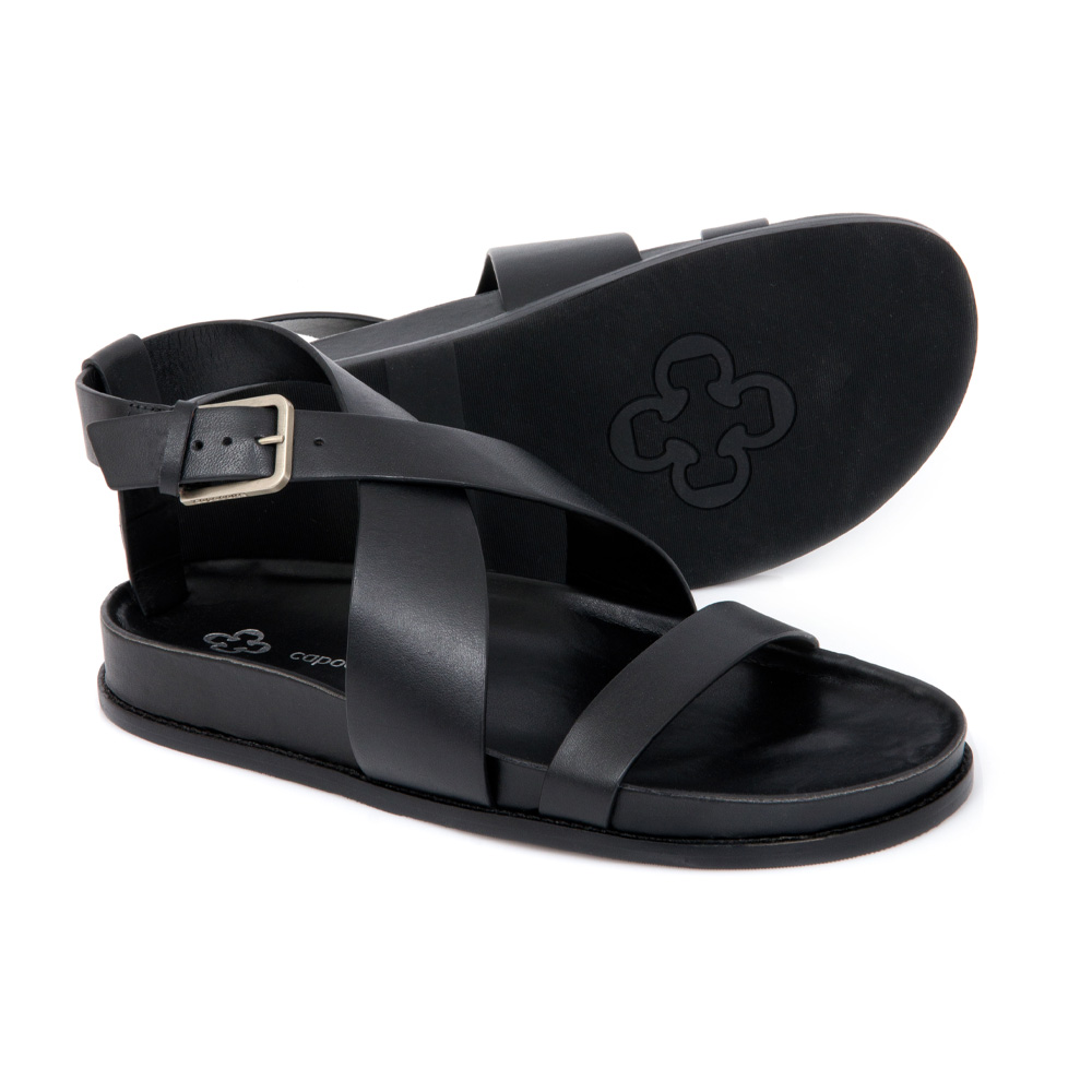 PAPETE PRETA DE COURO TIRAS LARGAS image number 3