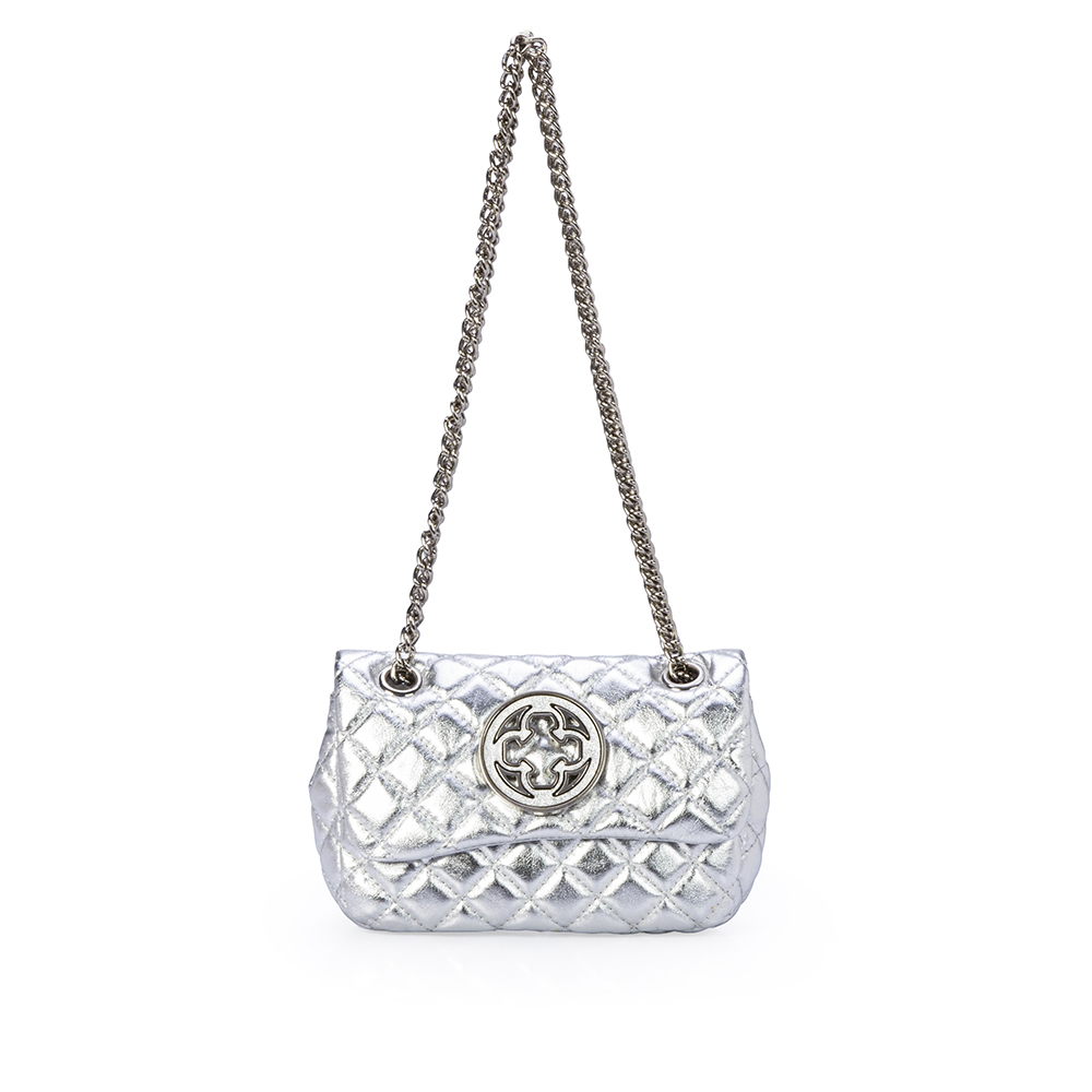 BOLSA PEQUENA PRATA METALIZADA DE COURO MINI OL&Iacute;VIA image number 3