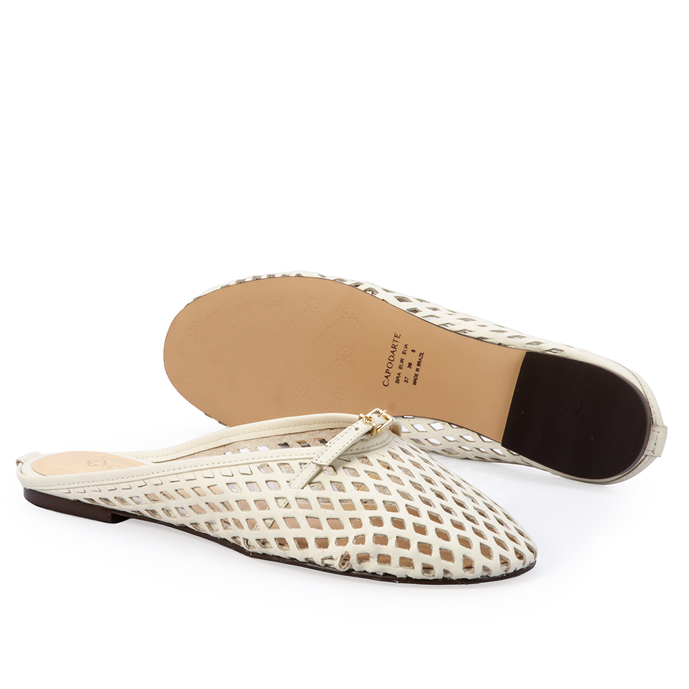 MULE BRANCA DUNA DE COURO VAZADO image number 3