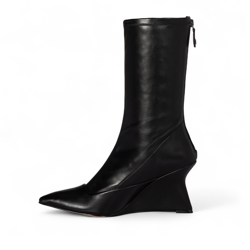 BOTA CANO LONGO PRETA STRETCH SALTO ANABELA image number 2