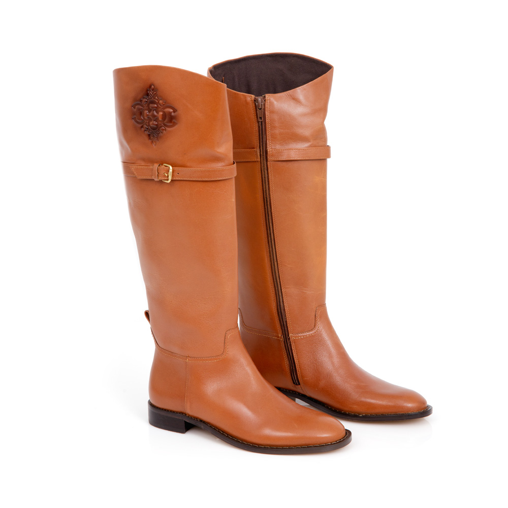 BOTA CANO ALTO CARAMELO DE COURO image number 1