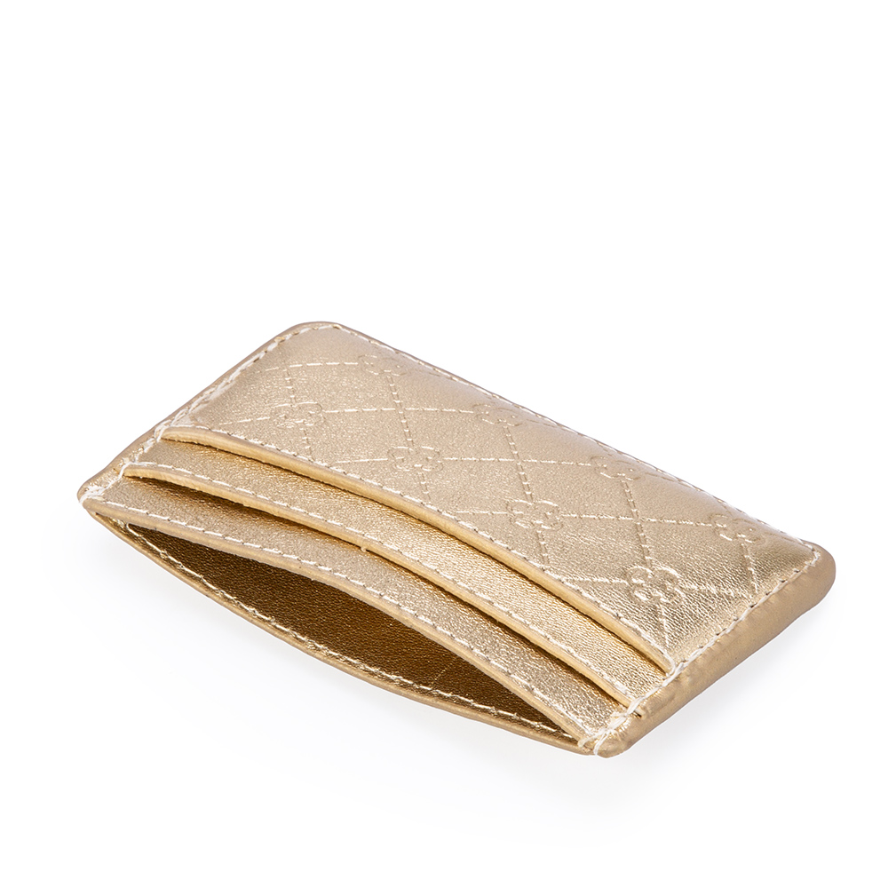 PORTA CART&Atilde;O DE COURO DOURADO MONOGRAMA image number 3