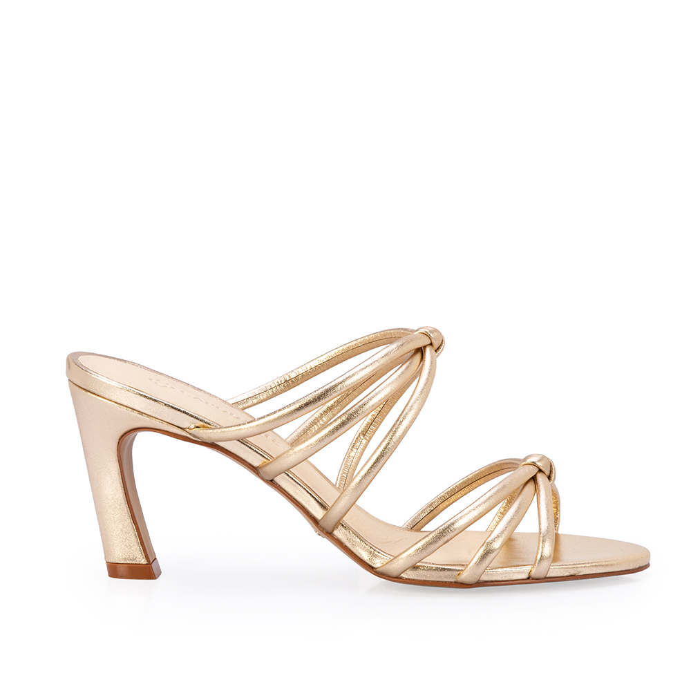 MULE SALTO M&Eacute;DIO DOURADO CLARO DE COURO image number 0