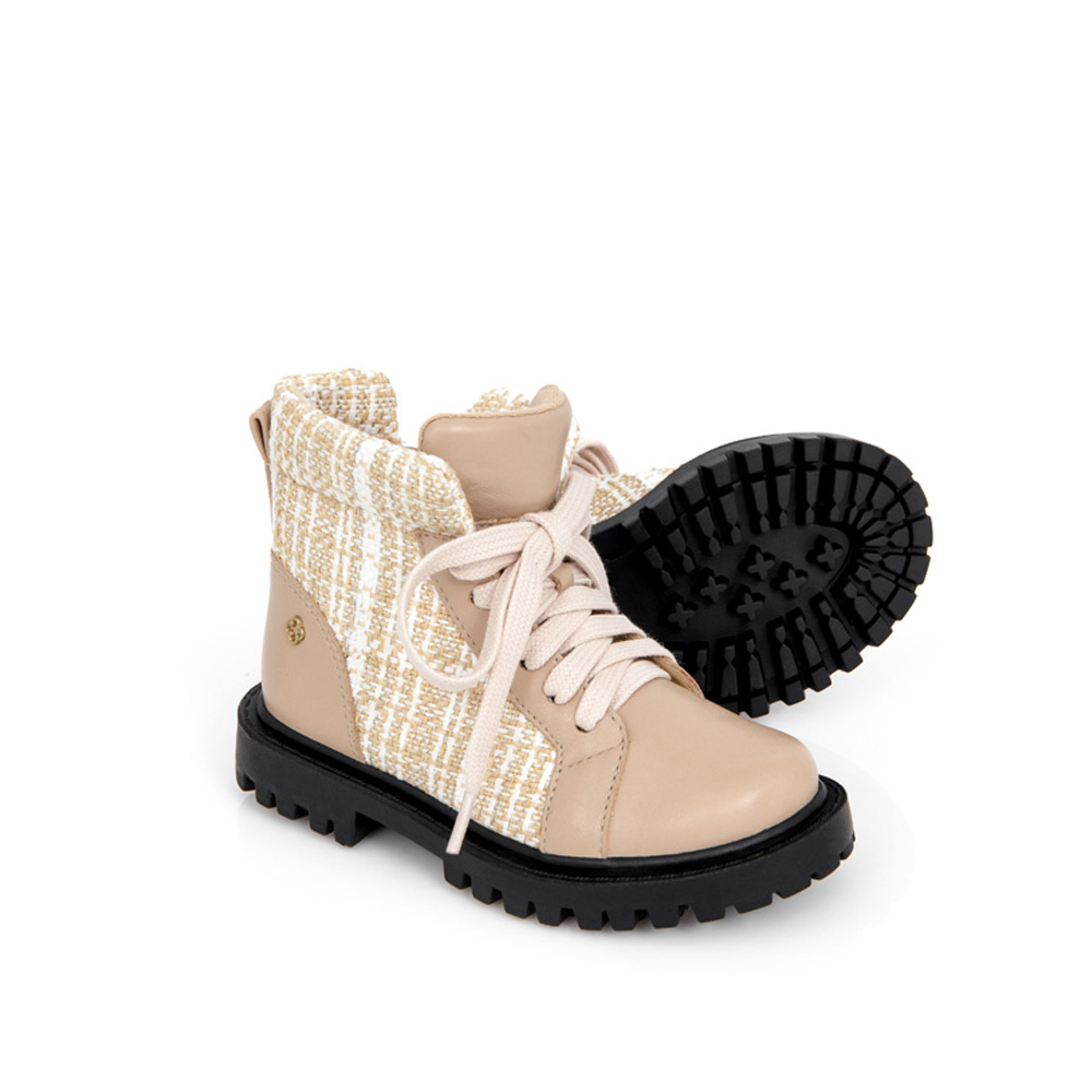 BOTA INFANTIL DE COURO NUDE SEDA TWEED TRATORADA image number 3