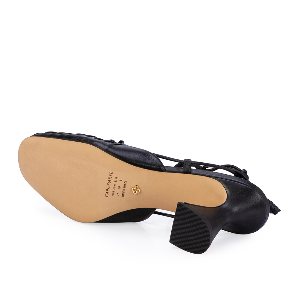 SCARPIN SLINGBACK PRETO DE COURO AMARRA&Ccedil;&Atilde;O image number 3