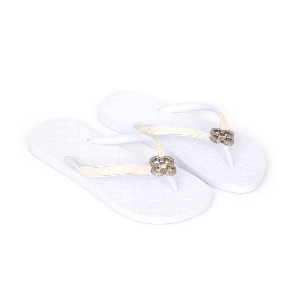 CHINELO BRANCO MONOGRAMA COM TIRAS GLITTER image number 1