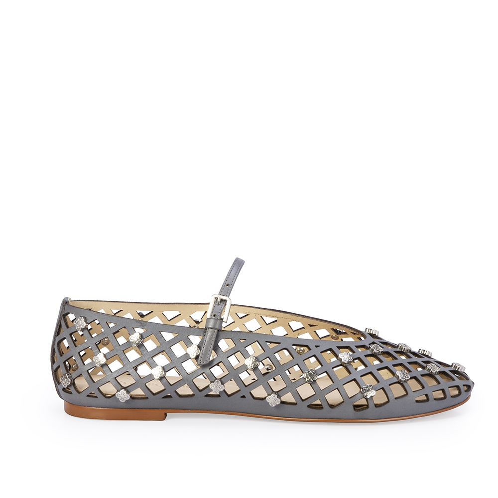 SAPATILHA CINZA COURO VAZADO TIRA FIVELA image number 0